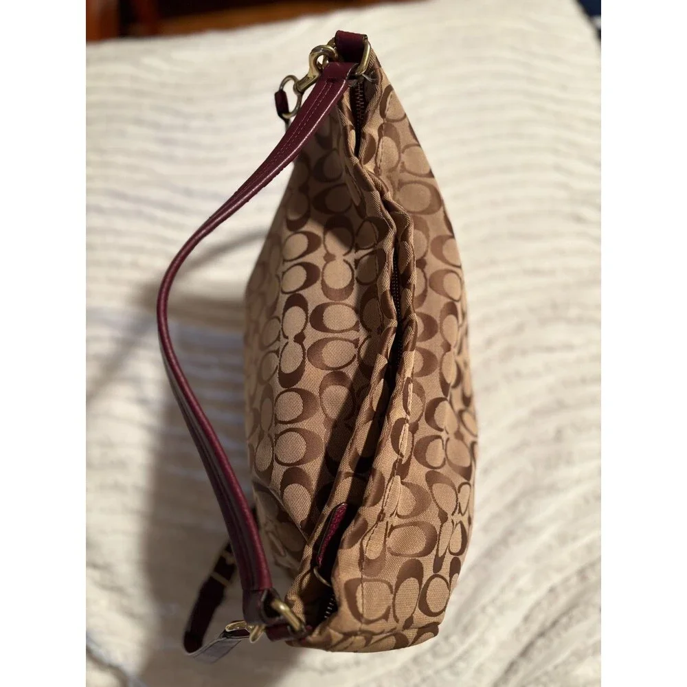 Coach F23279 Park Signature Hobo Burgundy Tote Crossbody Bag